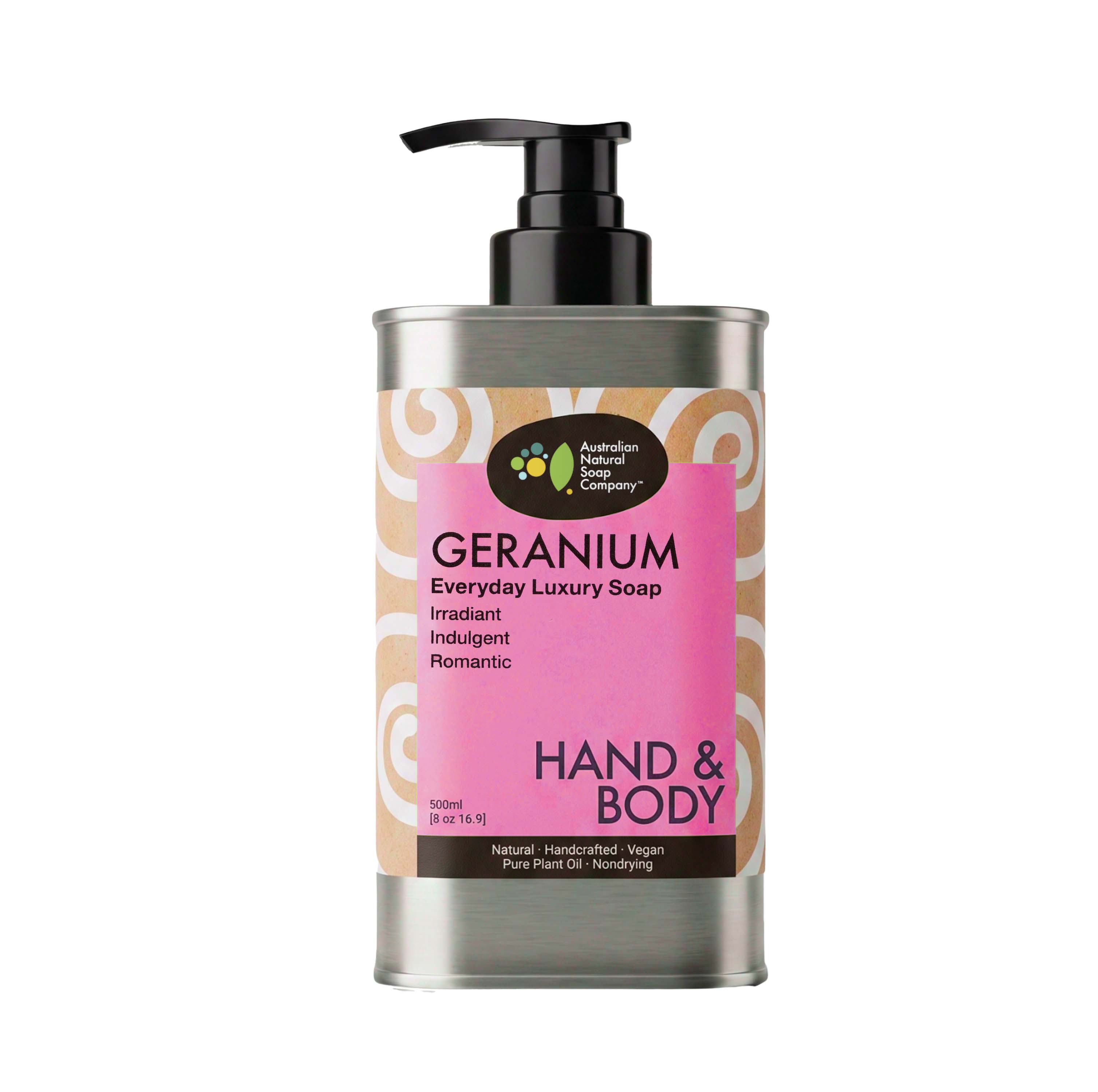 Geranium Hand & Body Wash 500ml Steel Bottle